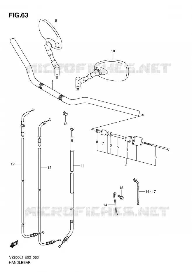 HANDLEBAR (VZ800L1 E19) Suzuki MOTO 800 MARAUDER 2011  VZ800L1(E2)