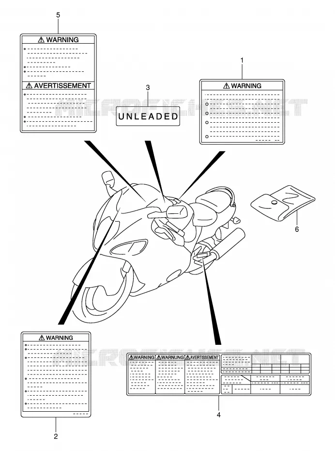 LABEL (MODEL K1/K2/K3) Suzuki MOTO 1300 HAYABUSA 2002  GSX1300RK2(E2)
