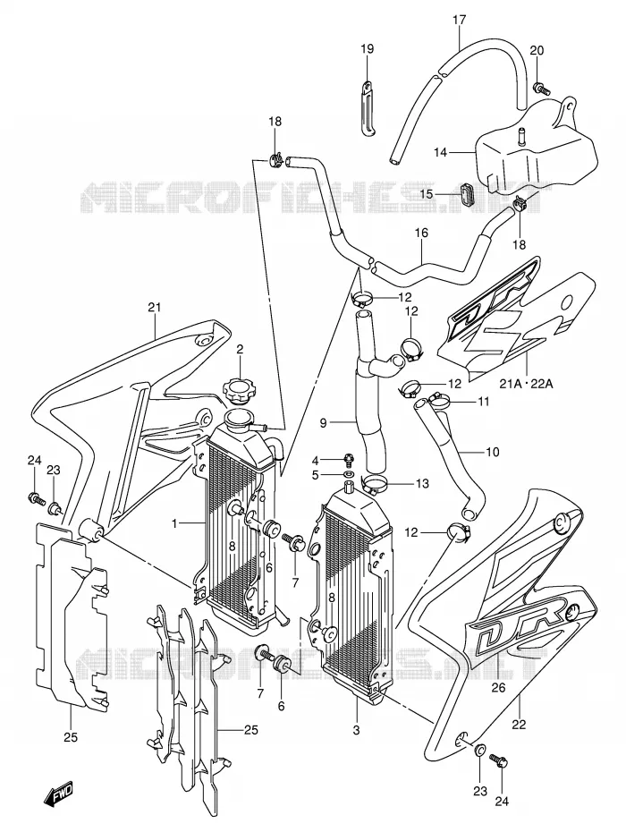 RADIATOR (MODEL Y/K1) Suzuki MOTO 400 DR-Z 2000  DR-Z400EY(E3/E28)