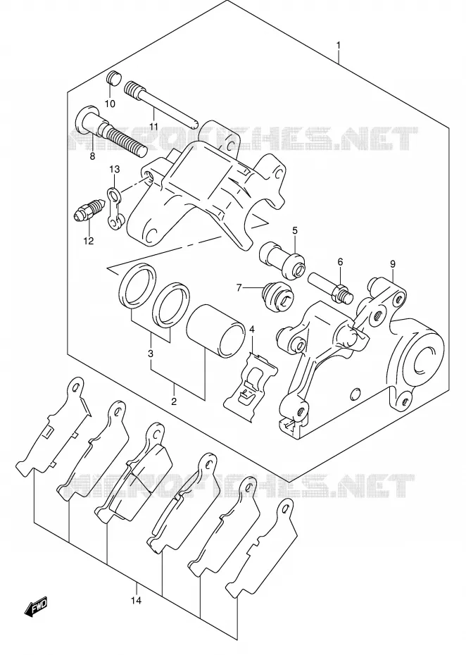 REAR CALIPER Suzuki MOTO 400 DR-Z 2009  DR-Z400SK9(E3/E28)