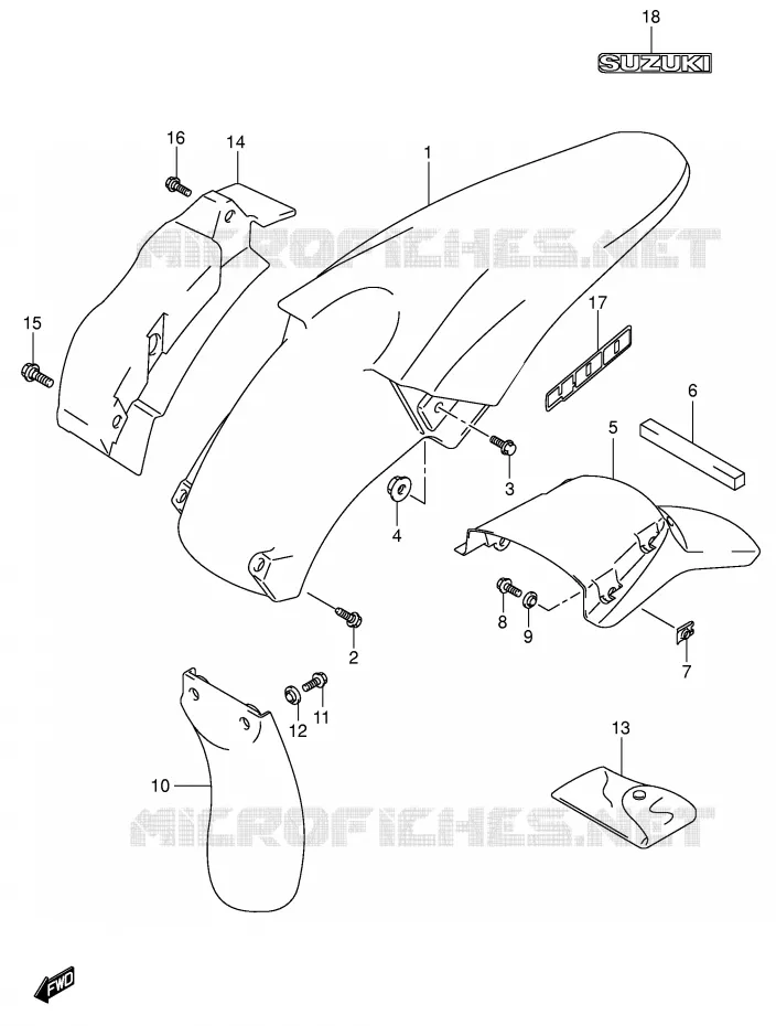 REAR FENDER (MODEL K4) Suzuki MOTO 400 DR-Z 2000  DR-Z400Y(E3/E28)