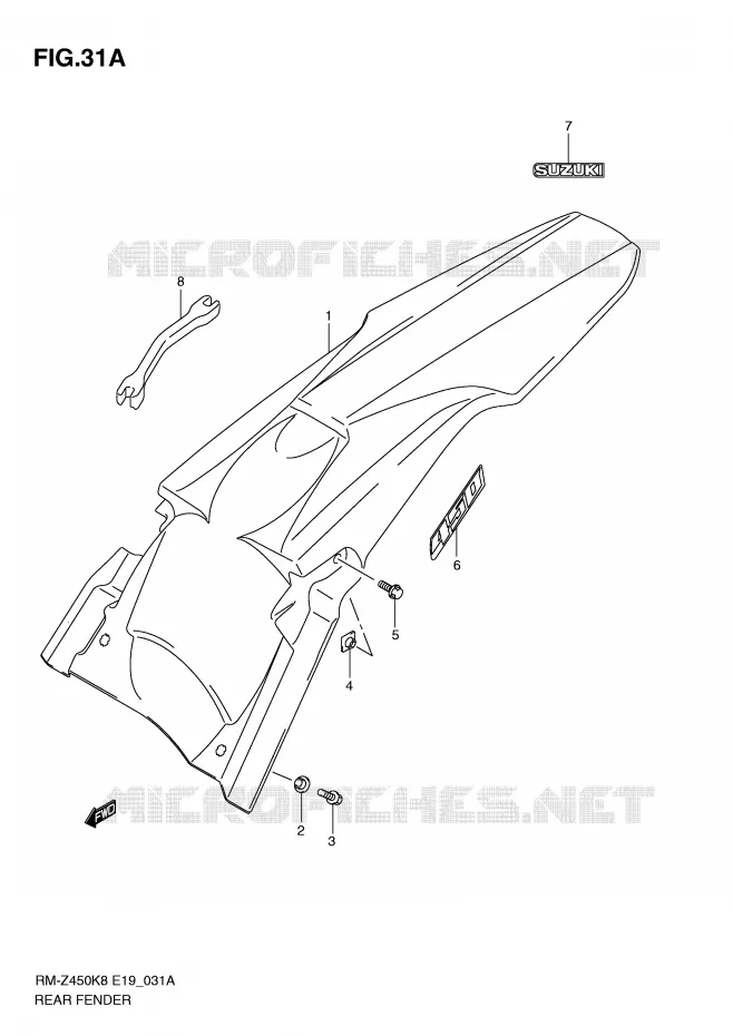 REAR FENDER (RM-Z450L1) Suzuki MOTO 450 RM-Z 2012  RM-Z450L1(E19)