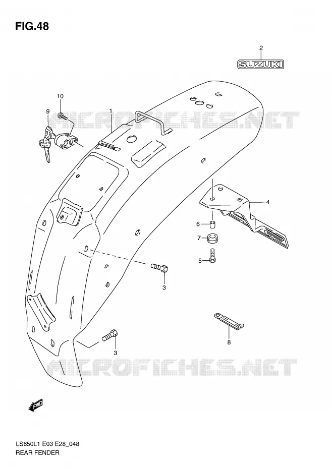 REAR FENDER Suzuki MOTO 650 BOULEVARD 2011  LS650L1(E3/E28)