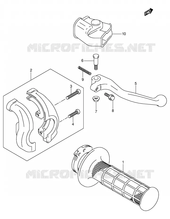 RIGHT LEVER - HANDGRIP Suzuki MOTO 400 DR-Z 2000  DR-Z400Y(E3/E28)