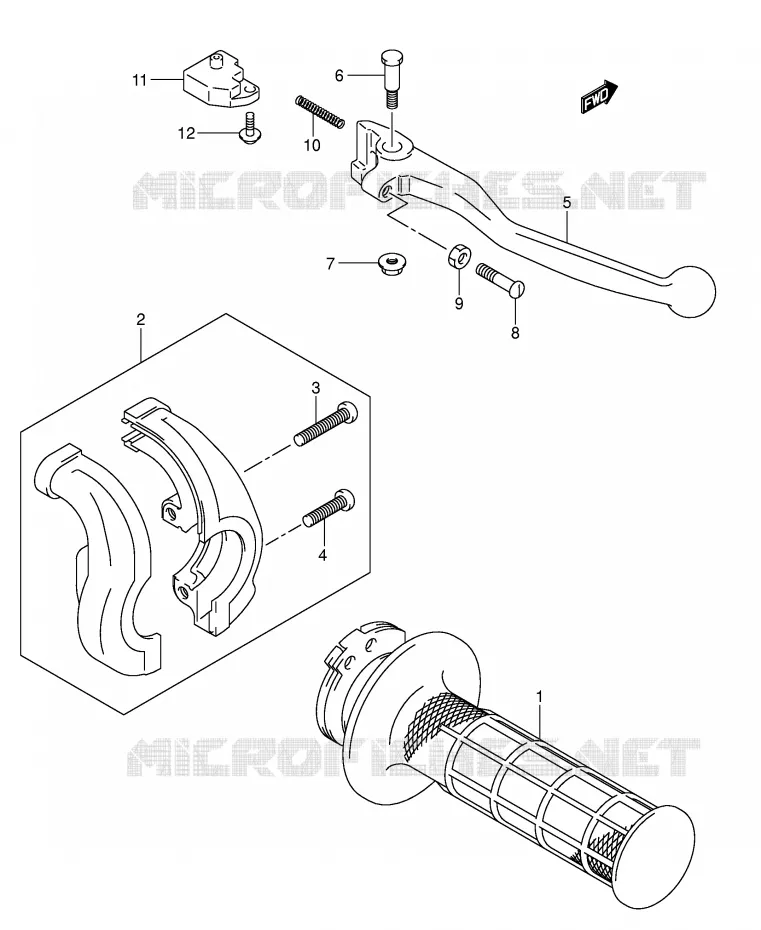 RIGHT LEVER - HANDGRIP Suzuki MOTO 400 DR-Z 2008  DR-Z400SK8(E3/E28)