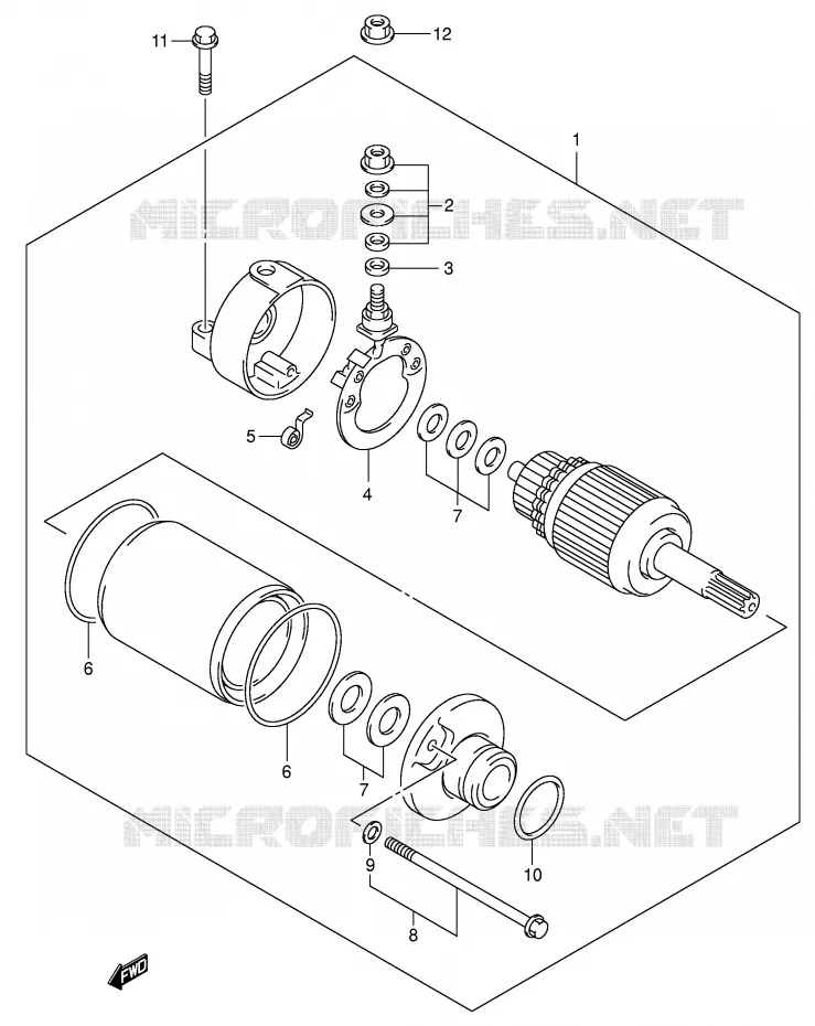 STARTER MOTOR (DR-Z400EY/EK1/EK2/EK3/EK4) Suzuki MOTO 400 DR-Z 2000  DR-Z400EY(E3/E28)