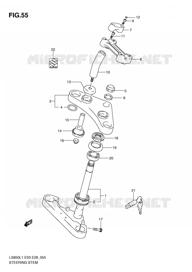 STEERING COLUMN Suzuki MOTO 650 BOULEVARD 2011  LS650L1(E3/E28)