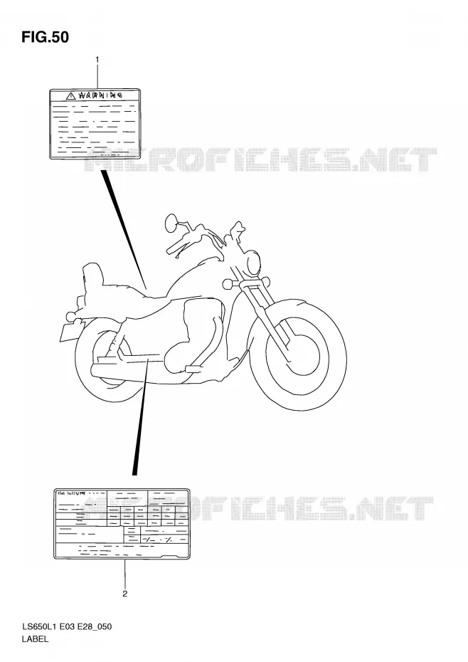 WARNING LABEL (LS650L1 E28) Suzuki MOTO 650 BOULEVARD 2011  LS650L1(E3/E28)