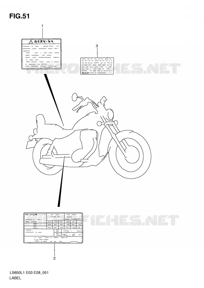 WARNING LABEL (LS650L1 E33) Suzuki MOTO 650 BOULEVARD 2011  LS650L1(E3/E28)
