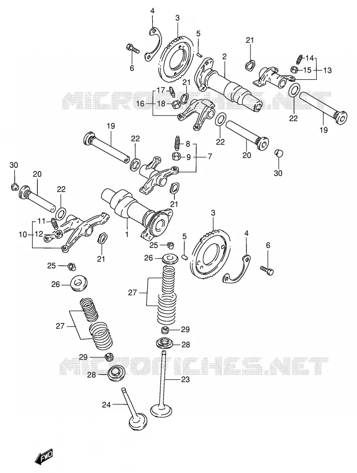 CAMSHAFT - VALVES Suzuki MOTO 600 INTRUDER 1995  VS600GLS(E2)