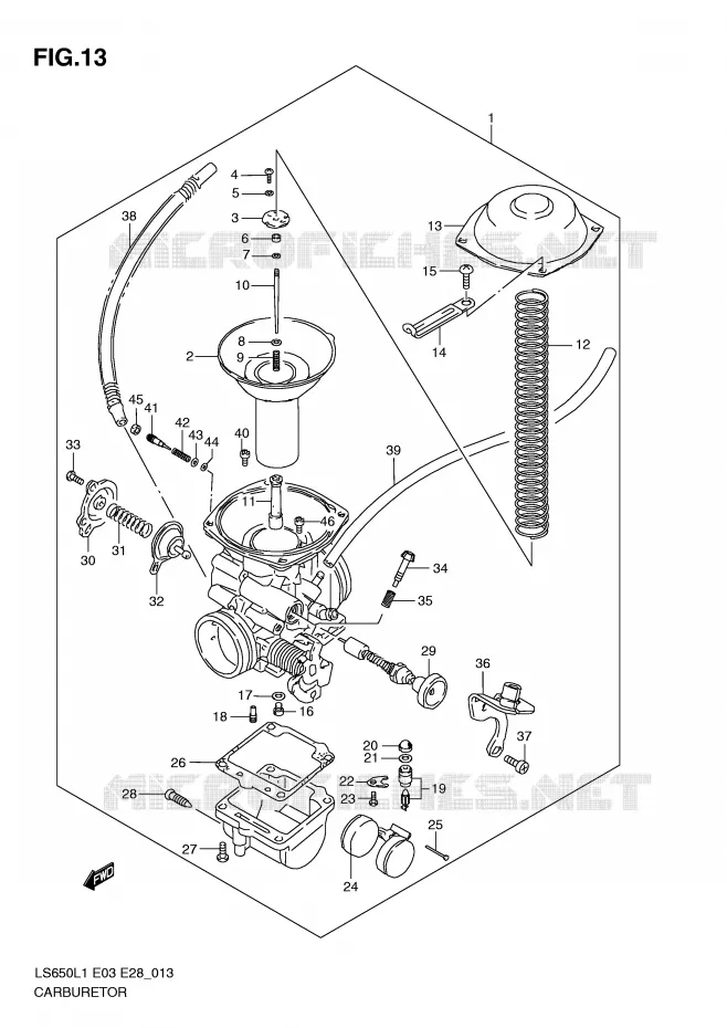 CARBURETOR (LS650L1 E33) Suzuki MOTO 650 BOULEVARD 2011  LS650L1(E3/E28)