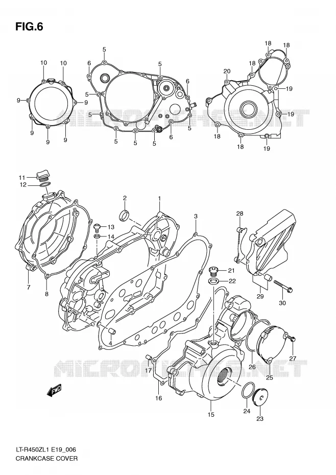 CRANKCASE COVER (LT-R450ZL1 E19) Suzuki QUAD 450 QUADRACER 2011  LT-R450ZL1(E19)