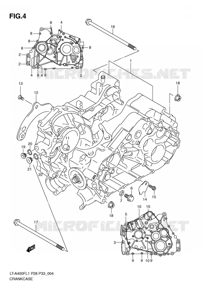 CRANKCASE Suzuki QUAD 400 KINGQUAD 2011  LT-A400FZL1(P28/P33)