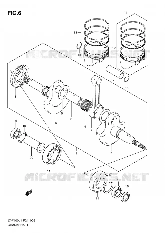 CRANKSHAFT Suzuki QUAD 400 KINGQUAD 2011  LT-F400L1(P24)