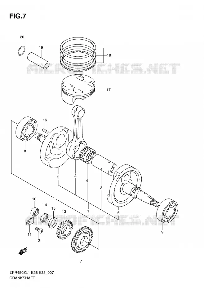 CRANKSHAFT Suzuki QUAD 450 QUADRACER 2011  LT-R450L1(E28/E33)