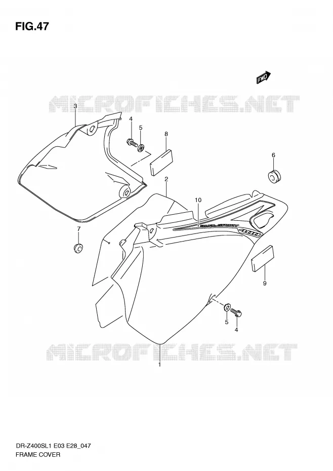 FAIRING (DR-Z400SL1 E3) Suzuki MOTO 400 DR-Z 2011  DR-Z400SL1(E3/E28)