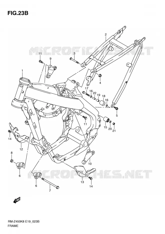 FRAME (RM-Z450L1) Suzuki MOTO 450 RM-Z 2011  RM-Z450L1(E19)