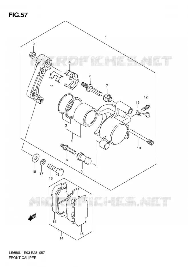 FRONT CALIPER Suzuki MOTO 650 BOULEVARD 2011  LS650L1(E3/E28)