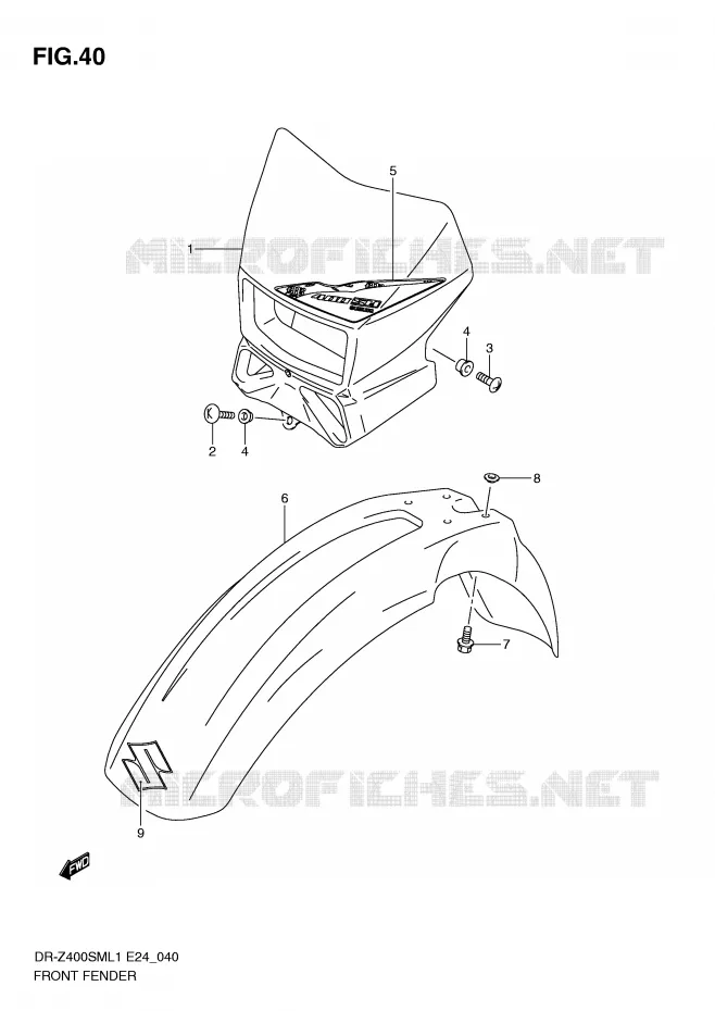 FRONT FENDER Suzuki MOTO 400 DR-Z 2011  DR-Z400SML1(E24)