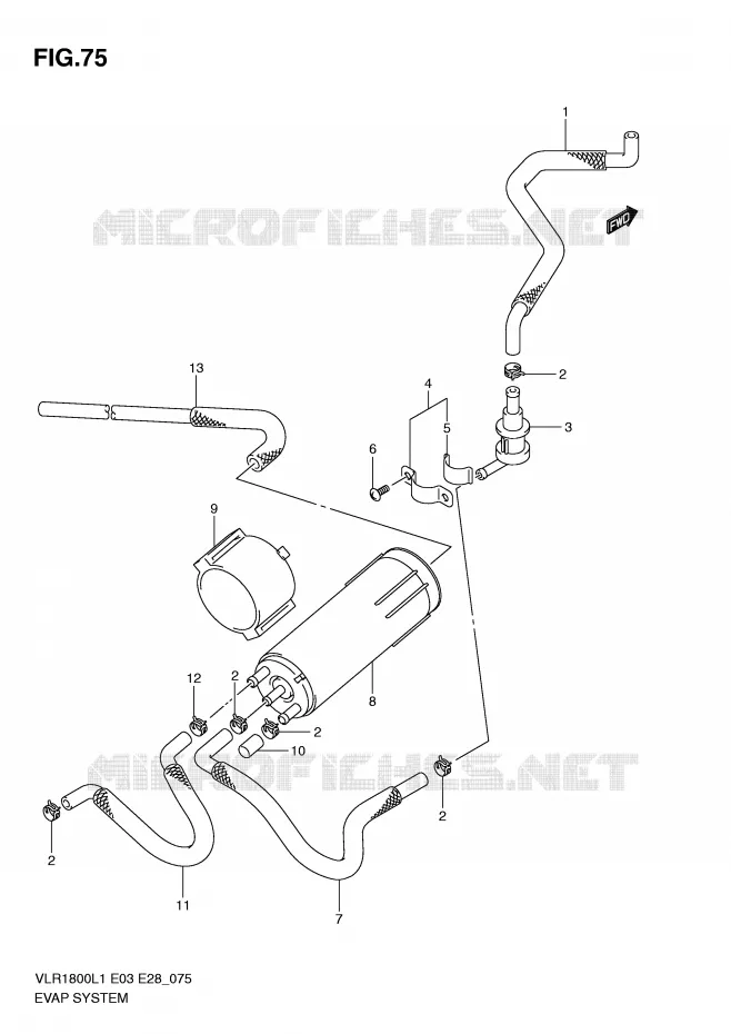 FUEL EVAP SYSTEM (VLR1800TL1 E33) Suzuki MOTO 1800 BOULEVARD 2011  VLR1800TL1(E3/E28)