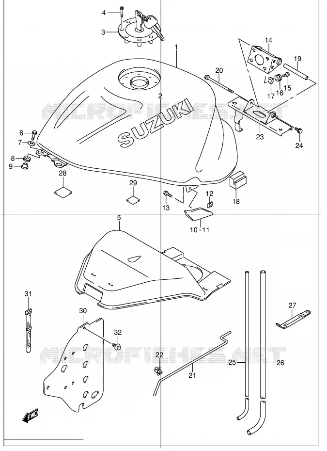 FUEL TANK (MODEL K2) Suzuki MOTO 1300 HAYABUSA 2002  GSX1300RK2(E2)