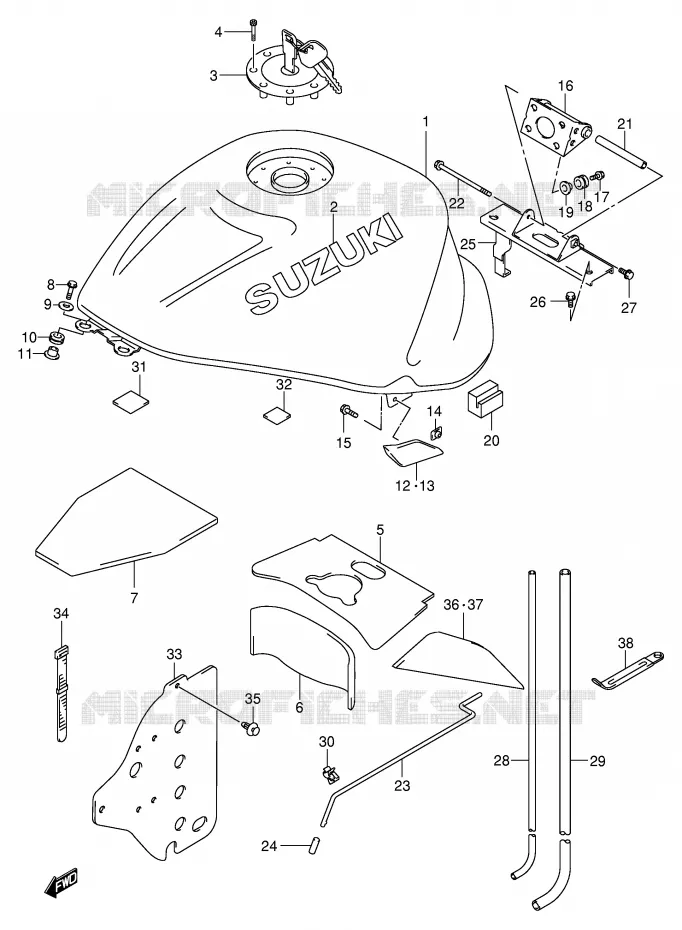 FUEL TANK (MODEL X) Suzuki MOTO 1300 HAYABUSA 2000  GSX1300RY(E2)