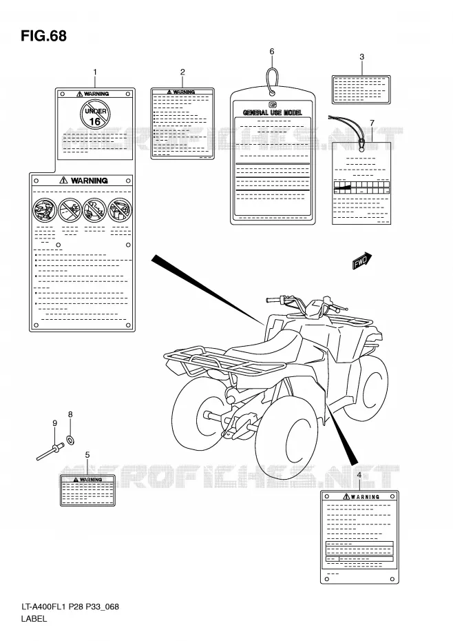 LABEL (LT-A400FL1 P33) Suzuki QUAD 400 KINGQUAD 2011  LT-A400FZL1(P28/P33)