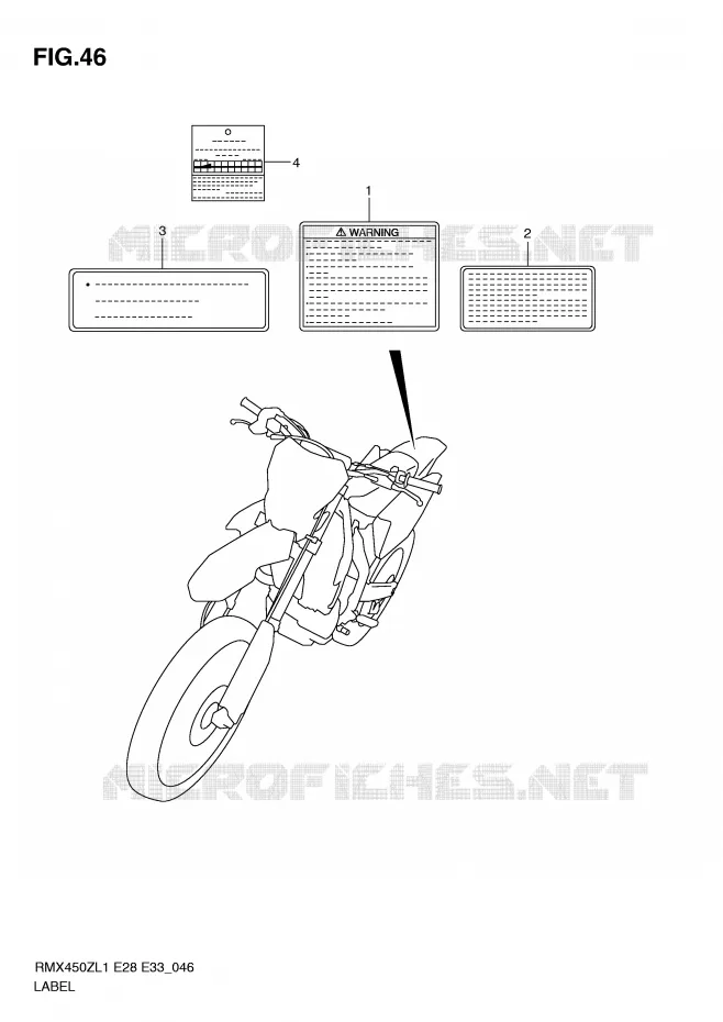 LABEL (RMX450ZL1 E33) Suzuki MOTO 450 RMX-Z 2011  RMX450ZL1(E28/E33)