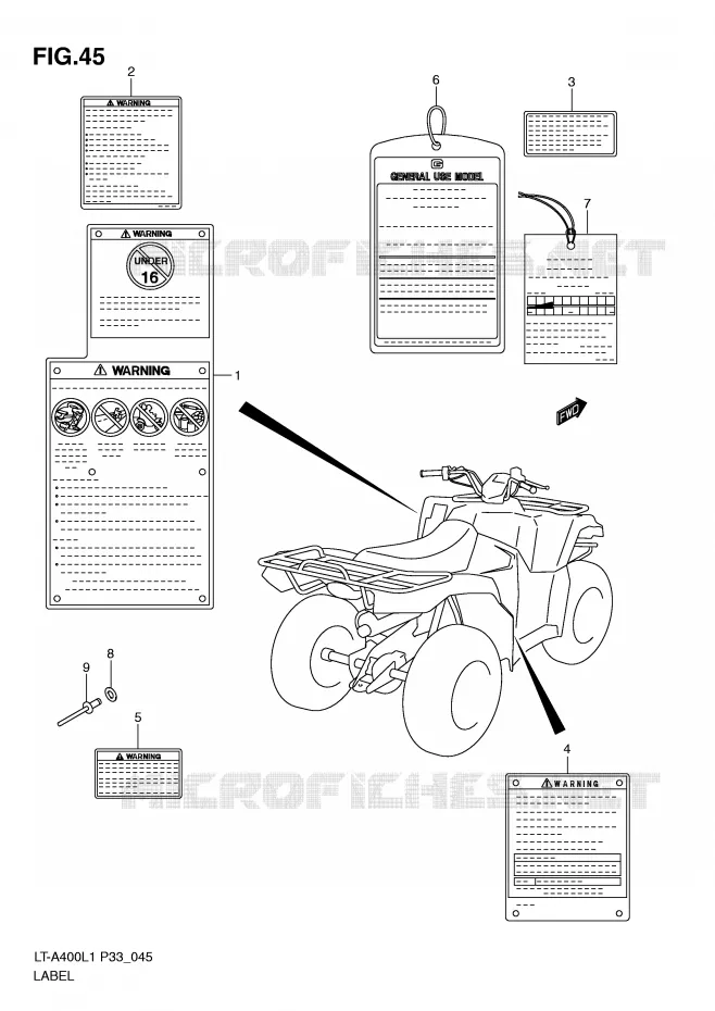 LABEL Suzuki QUAD 400 KINGQUAD 2011  LT-A400L1(P33)