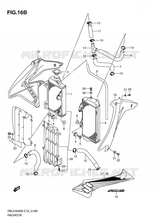 RADIATOR (RM-Z450L1) Suzuki MOTO 450 RM-Z 2011  RM-Z450L1(E19)