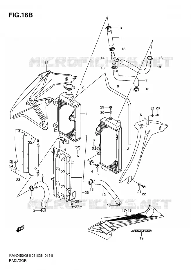 RADIATOR (RM-Z450L1) Suzuki MOTO 450 RM-Z 2011  RM-Z450L1(E3/E28)