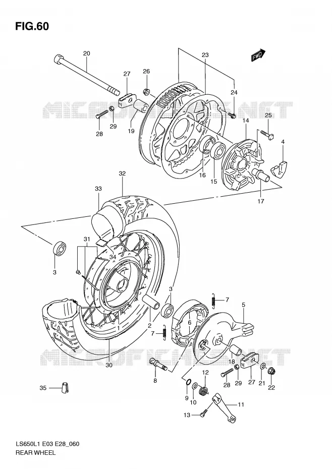 REAR WHEEL Suzuki MOTO 650 BOULEVARD 2011  LS650L1(E3/E28)