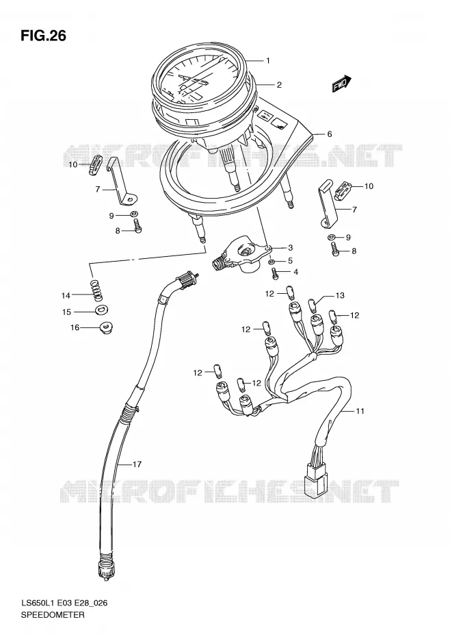 SPEEDOMETER (LS650L1 E33) Suzuki MOTO 650 BOULEVARD 2011  LS650L1(E3/E28)