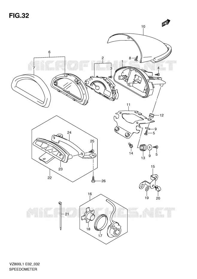 SPEEDOMETER (VZ800L1 E2) Suzuki MOTO 800 MARAUDER 2011  VZ800L1(E2)