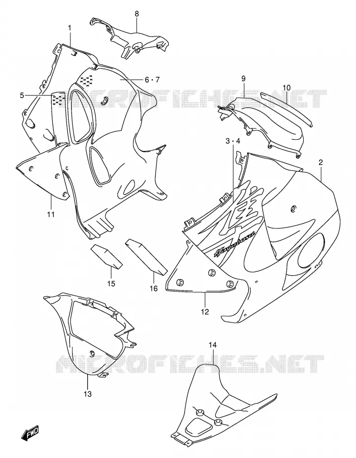 UNDER COWLING (MODEL X) Suzuki MOTO 1300 HAYABUSA 2002  GSX1300RK2(E2)