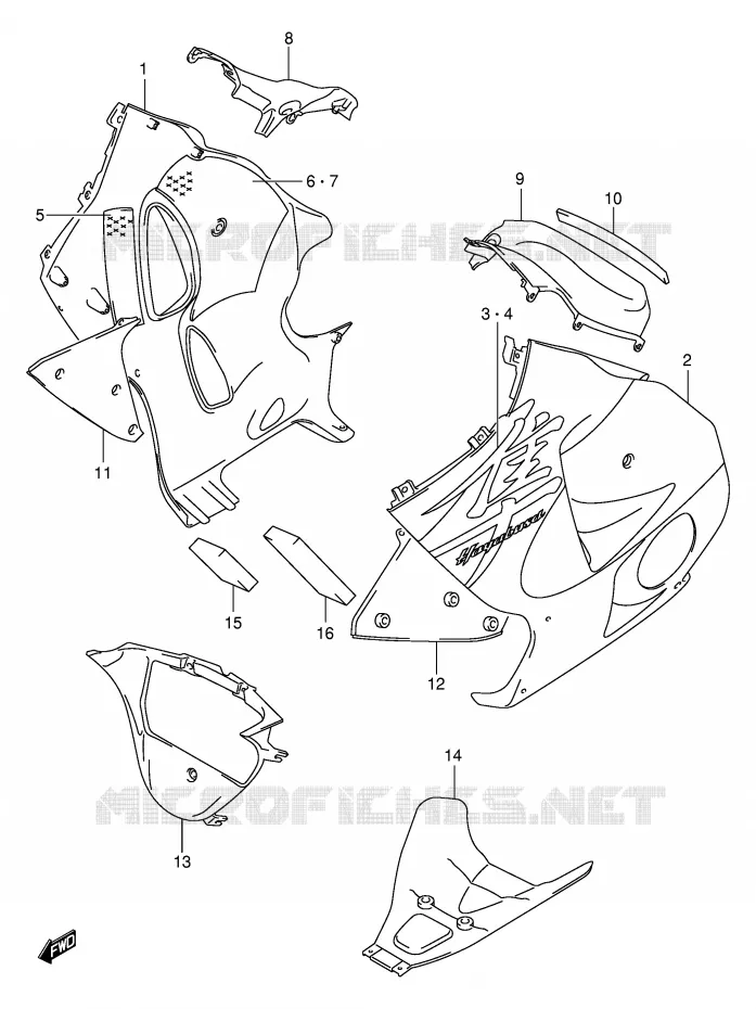 UNDER COWLING (MODEL Y) Suzuki MOTO 1300 HAYABUSA 2000  GSX1300RU2Y(E2)