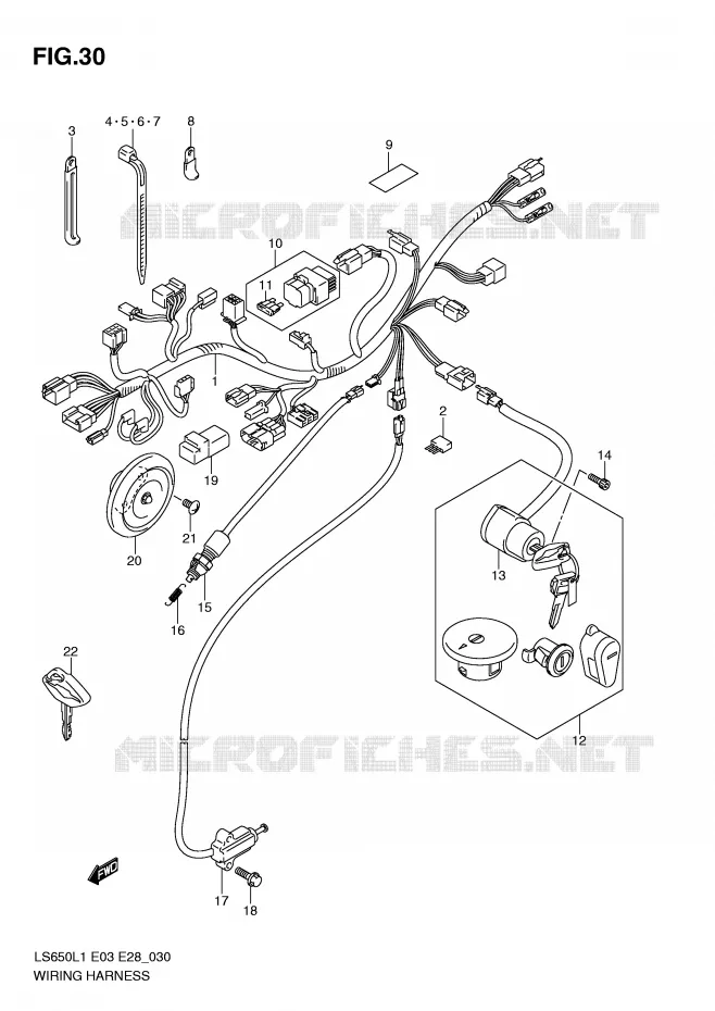 WIRING HARNESS (LS650L1 E3) Suzuki MOTO 650 BOULEVARD 2011  LS650L1(E3/E28)