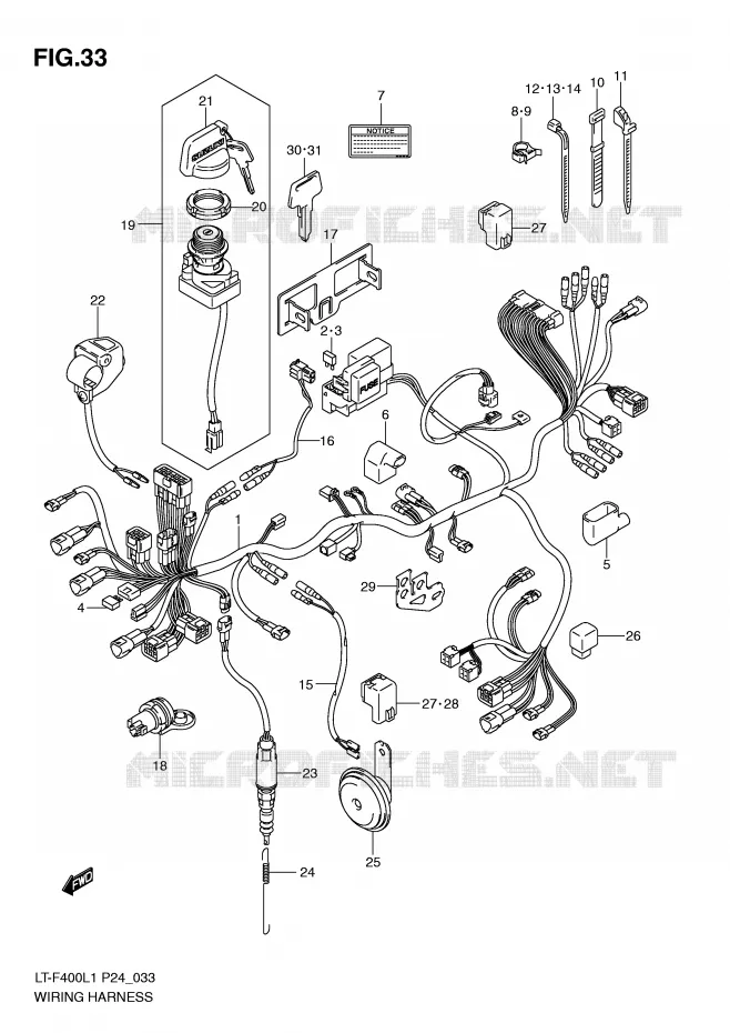 WIRING HARNESS Suzuki QUAD 400 KINGQUAD 2011  LT-F400L1(P24)