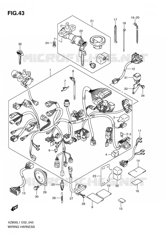 WIRING HARNESS (VZ800L1 E19) Suzuki MOTO 800 MARAUDER 2011  VZ800L1(E2)