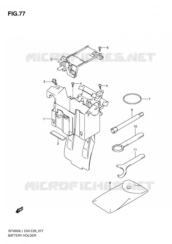 BATTERY HOLDER (SFV650L1 E33) Suzuki MOTO 650 GLADIUS 2011  SFV650AL1(E3/E28)