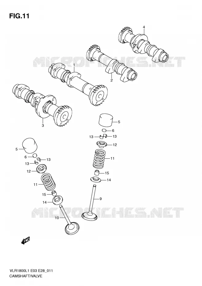 CAMSHAFT - VALVES Suzuki MOTO 1800 BOULEVARD 2011  VLR1800TL1(E3/E28)
