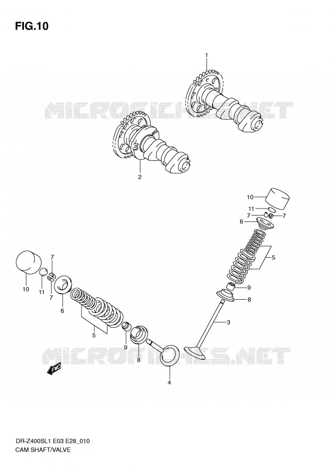 CAMSHAFT/VALVE Suzuki MOTO 400 DR-Z 2011  DR-Z400SL1(E3/E28)