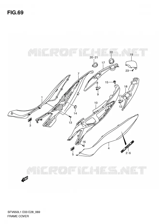 FAIRING (SFV650L1 E3) Suzuki MOTO 650 GLADIUS 2011  SFV650AL1(E3/E28)