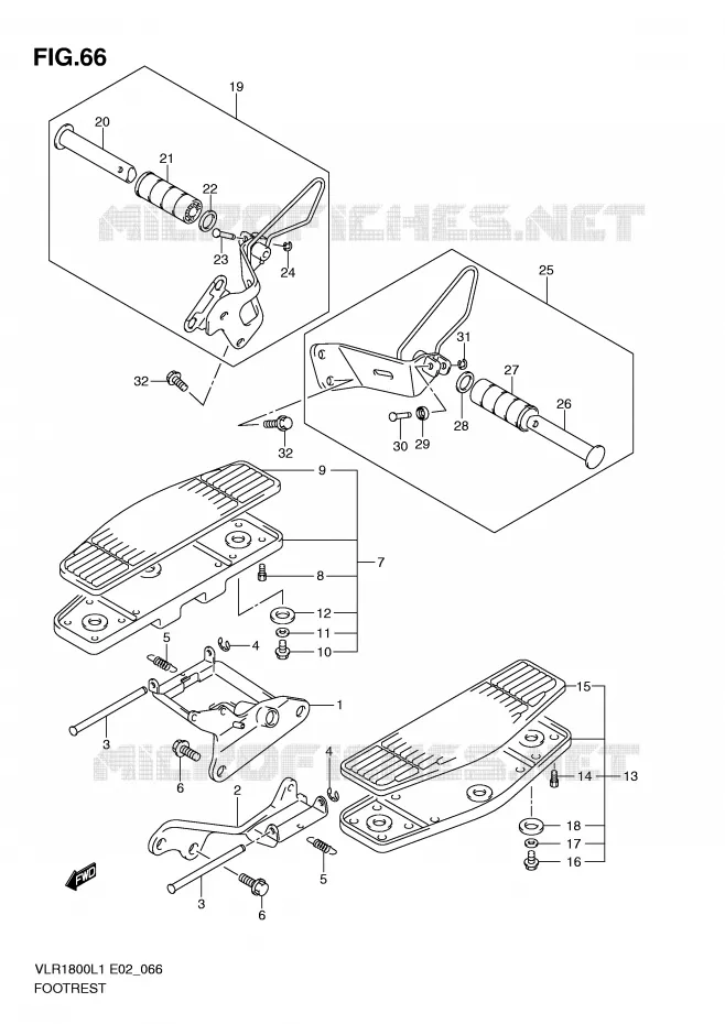 FOOTREST (VLR1800L1 E19) Suzuki MOTO 1800 INTRUDER 2011  VLR1800TL1(E2)