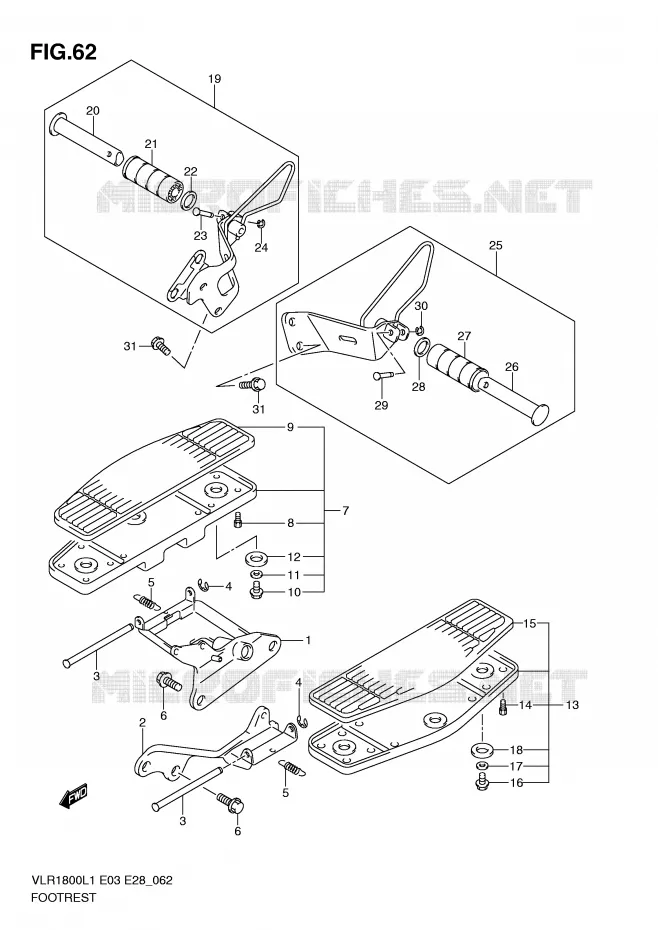 FOOTREST (VLR1800L1 E28) Suzuki MOTO 1800 BOULEVARD 2011  VLR1800TL1(E3/E28)