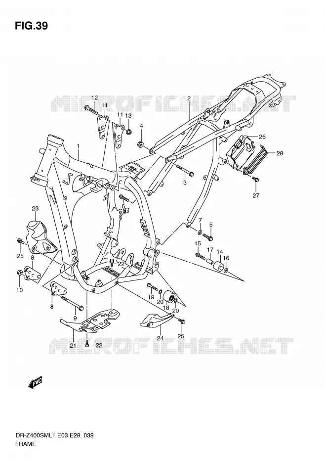 FRAME Suzuki MOTO 400 DR-Z 2011  DR-Z400SML1(E3/E28)