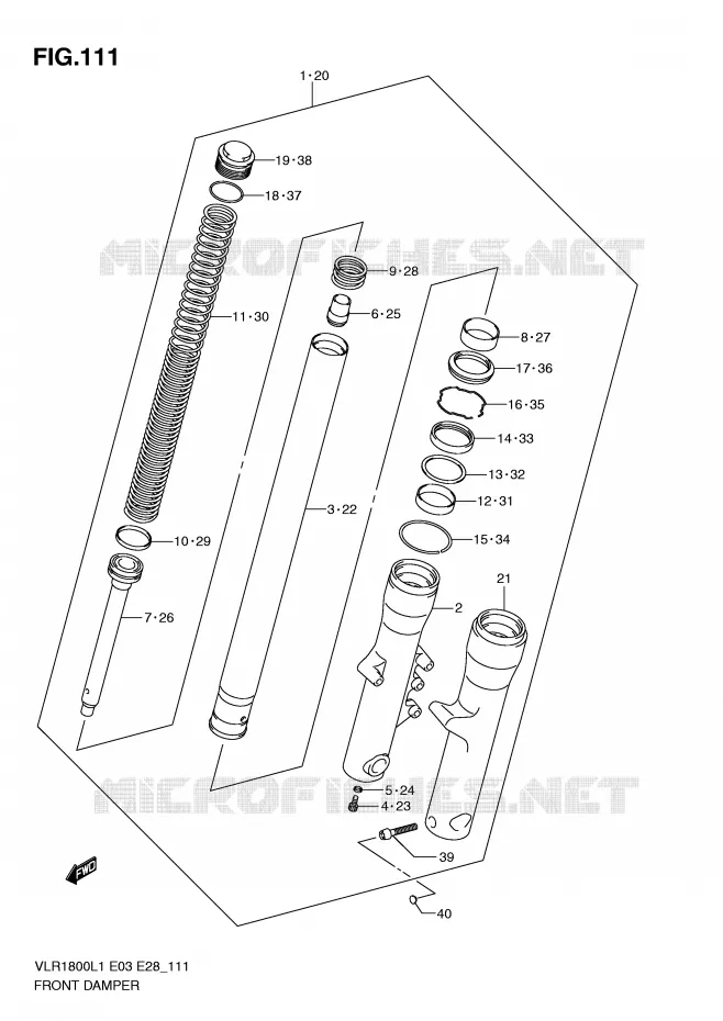 FRONT FORK Suzuki MOTO 1800 BOULEVARD 2011  VLR1800TL1(E3/E28)