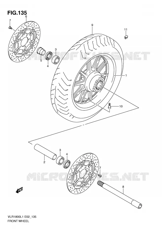 FRONT WHEEL (VLR1800L1 E19) Suzuki MOTO 1800 INTRUDER 2011  VLR1800TL1(E2)