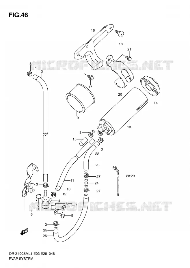 FUEL EVAP SYSTEM (DR-Z400SML1 E33) Suzuki MOTO 400 DR-Z 2011  DR-Z400SML1(E3/E28)