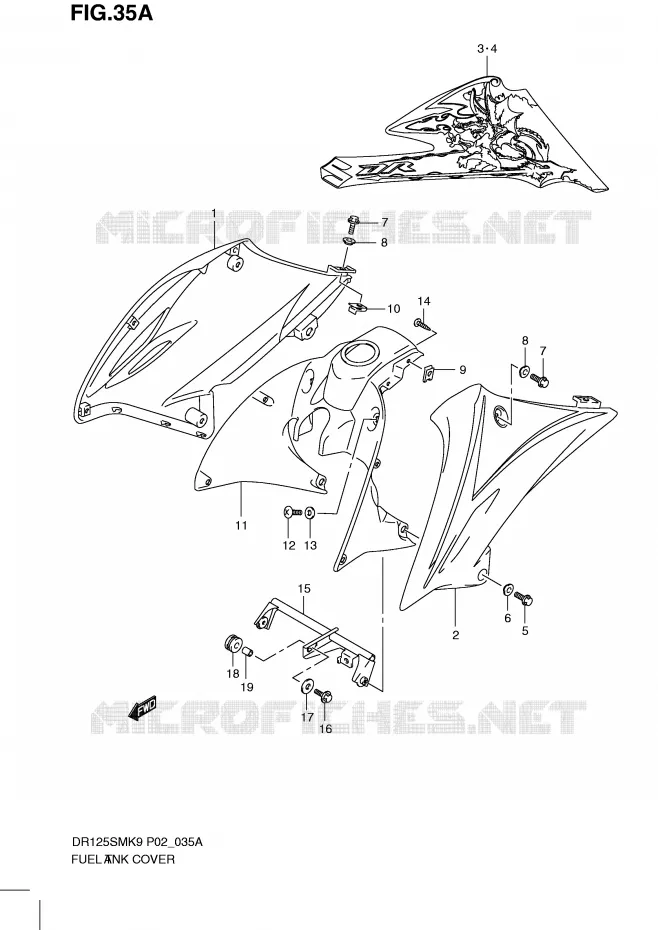 FUEL TANK COVER (MODEL L0) Suzuki MOTO 125 DR 2010  DR125SML0